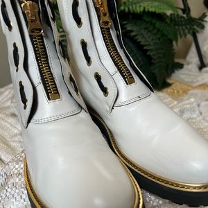 Geox White and Gold Combat Boots